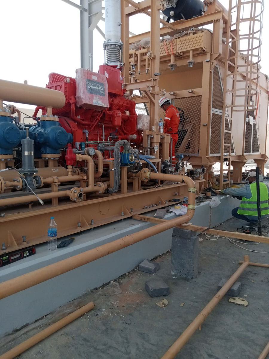 Al Risha Gas Compression Station – Mechanical equipment installation and alignment, piping fabrication and installation, pain