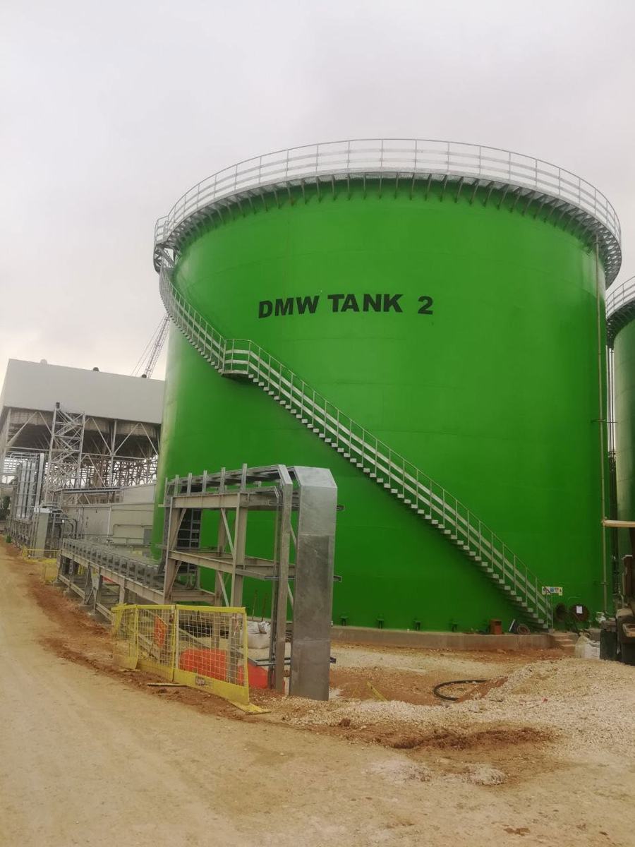 Zarqa Combined Cycle Power Plant – Storage Tanks – Fabrication and erection of a 26 m diameter storage tank; pipe rack erection.
